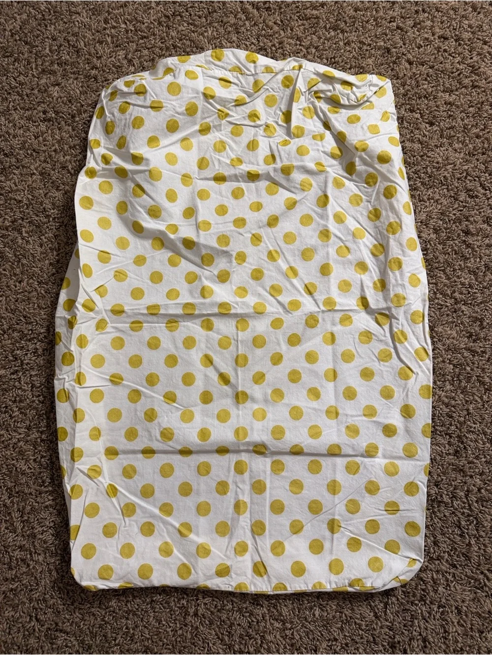 White Changing Pad Cover and Crib Bedskirt with Metallic Gold Dot Print